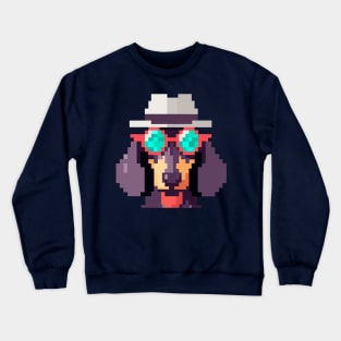Dackel Hipster Pixel Art Dog Lover Retro Crewneck Sweatshirt